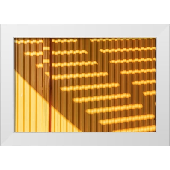 Wilson, Emily M. 32x23 White Modern Wood Framed Museum Art Print Titled - Coney Island-Brooklyn-New York-USA Striped shadows on a yellow building