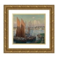 thumbnail image 1 of Wilson Henry Irvine 13x12 Gold Ornate Wood Frame and Double Matted Museum Art Print Titled - Summer Day at the Harbor, 1 of 4