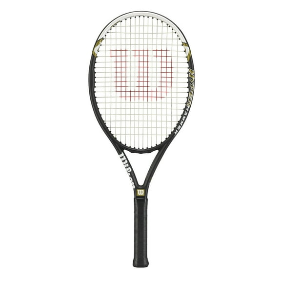 Wilson Hyper Hammer 5.3 Adult Recreational Tennis Racket - Black/White/Gold, Grip Size 3 - 4 3/8"