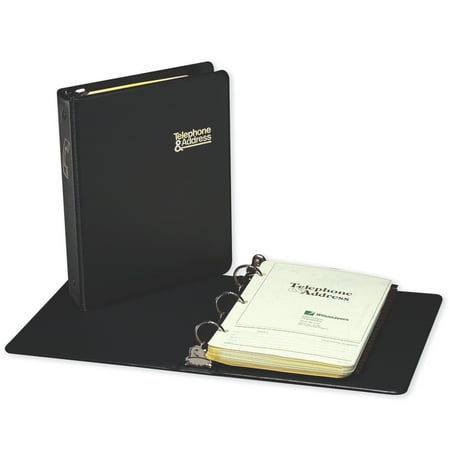 Wilson Jones 812 Telephone Address Book, Round Ring, 1", 1600 Entries, Black