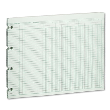 Wilson Jones Accounting Sheets 10 Column 9-1/4 x 11-7/8 100 Loose Sheets/Pack Green G1010