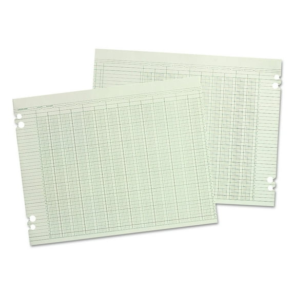 Wilson Jones Accounting Sheets, 8 columns, 9.25 x 11.88, Green, 100/Pack