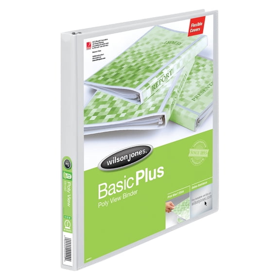 Wilson Jones CleanView Poly Round-Ring Binder, 3/8" Rings, White