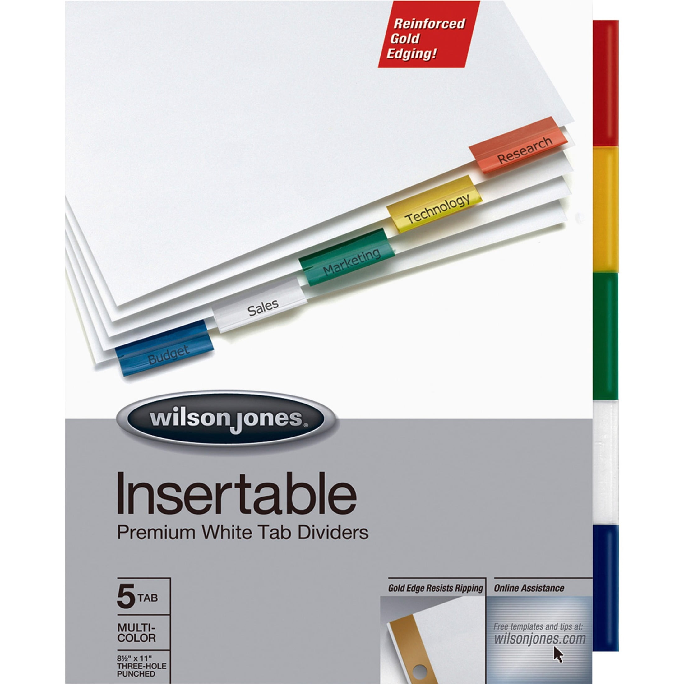 Gold Line Insert Wilson Jones Gold Line Insertable 5-Tab Dividers - Walmart.com