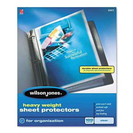 Wilson Jones Heavyweight Top-Loading Sheet Protectors, Letter, 100/Box