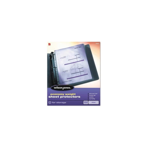 Wilson Jones 21420 Economy Weight Sheet Protector- Clear- 50/Box