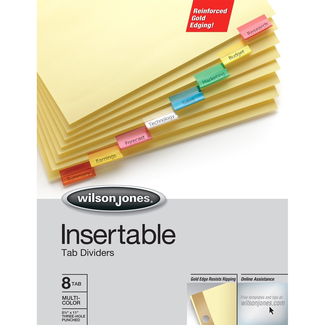 Gold Line Insert Wilson Jones, WLJ54130, Gold Line Insertable Dividers, 8 / Set ...