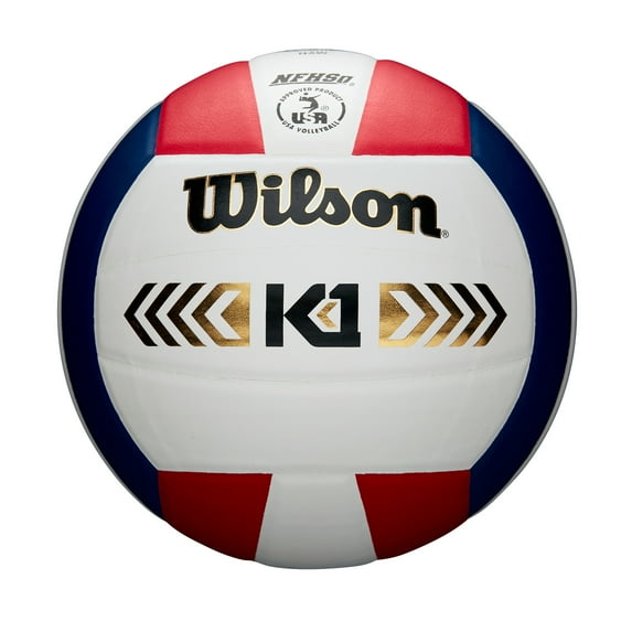 Wilson K1 Gold Indoor Volleyball, Red, White and Navy