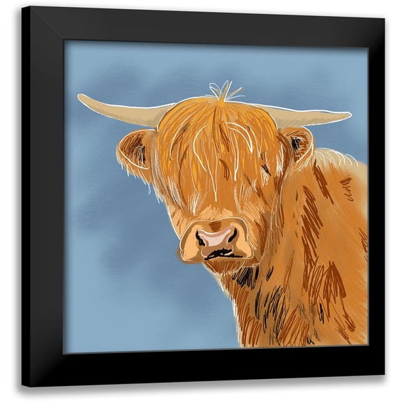 Wilson, Kali 12x12 Black Modern Framed Museum Art Print Titled - Highland Cow