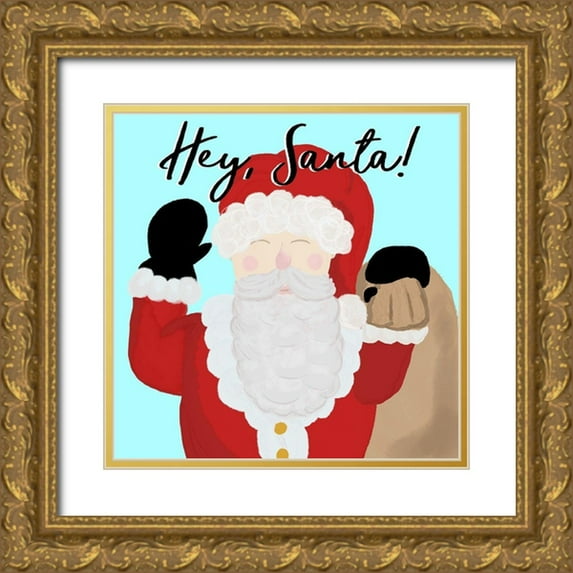 Wilson, Kali 26x26 Gold Ornate Wood Framed with Double Matting Museum Art Print Titled - Hey Santa