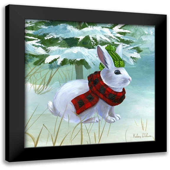 Wilson, Kelsey 12x12 Black Modern Framed Museum Art Print Titled - Winterscape III-Rabbit