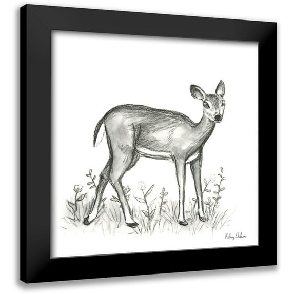 Wilson, Kelsey 15x15 Black Modern Framed Museum Art Print Titled - Watercolor Pencil Forest XII-Fawn 2