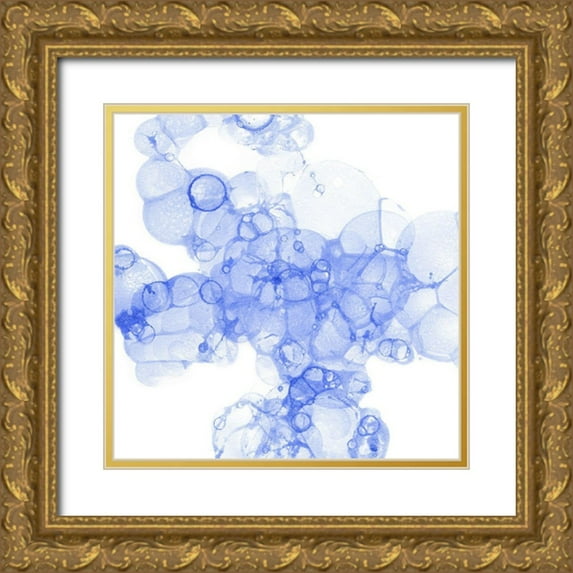 Wilson, Kelsey 15x15 Gold Ornate Wood Framed with Double Matting Museum Art Print Titled - Bubble Square blue III