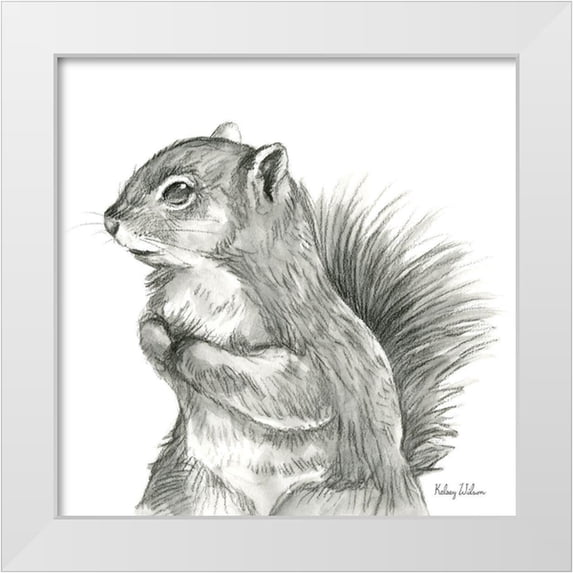 Wilson, Kelsey 15x15 White Modern Wood Framed Museum Art Print Titled - Watercolor Pencil Forest IV-Squirrel