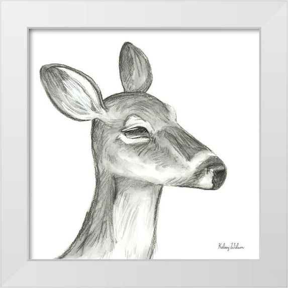 Wilson, Kelsey 15x15 White Modern Wood Framed Museum Art Print Titled - Watercolor Pencil Forest IX-Fawn