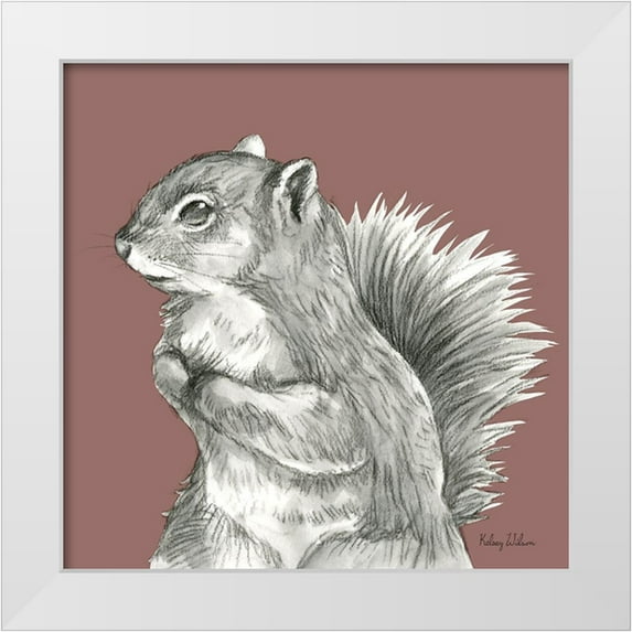 Wilson, Kelsey 15x15 White Modern Wood Framed Museum Art Print Titled - Watercolor Pencil Forest color IV-Squirrel
