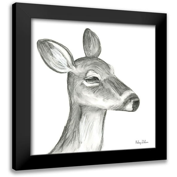 Wilson, Kelsey 20x20 Black Modern Framed Museum Art Print Titled - Watercolor Pencil Forest IX-Fawn