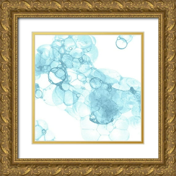 Wilson, Kelsey 20x20 Gold Ornate Wood Framed with Double Matting Museum Art Print Titled - Bubble Square aqua IV