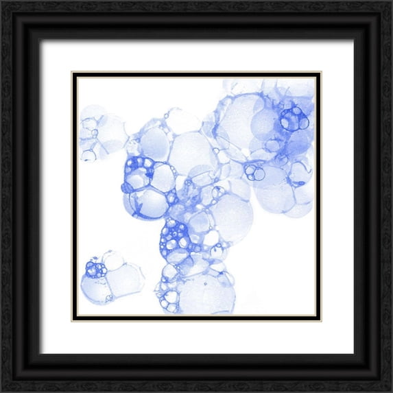 Wilson, Kelsey 26x26 Black Ornate Wood Framed with Double Matting Museum Art Print Titled - Bubble Square blue I
