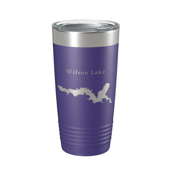 Wilson Lake Map Tumbler Travel Mug Insulated Laser Engraved Coffee Cup Kansas 20 oz Purple