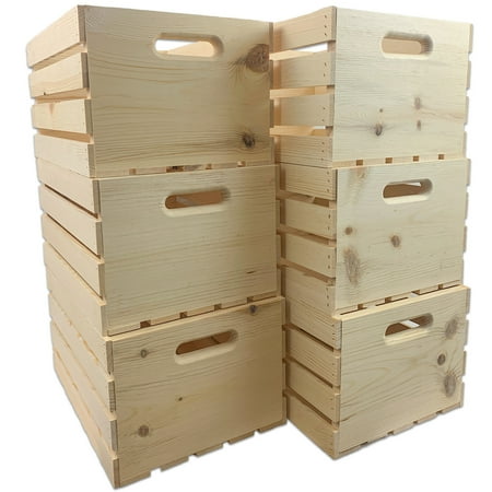 Wilson Large Pine Wood Unfinished Farm Crates (6 Pack)