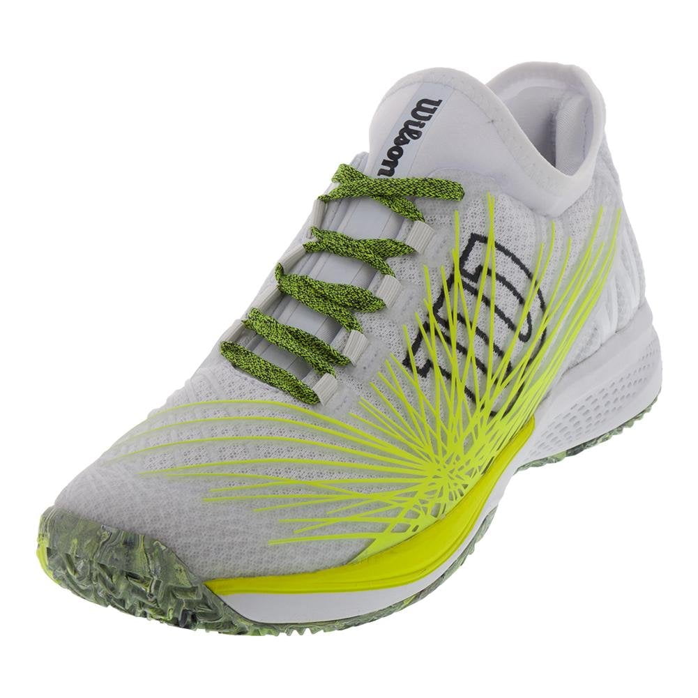 Wilson Men's KAOS 2.0 Soft Tennis Shoe (White/Safety Yellow/Ebony