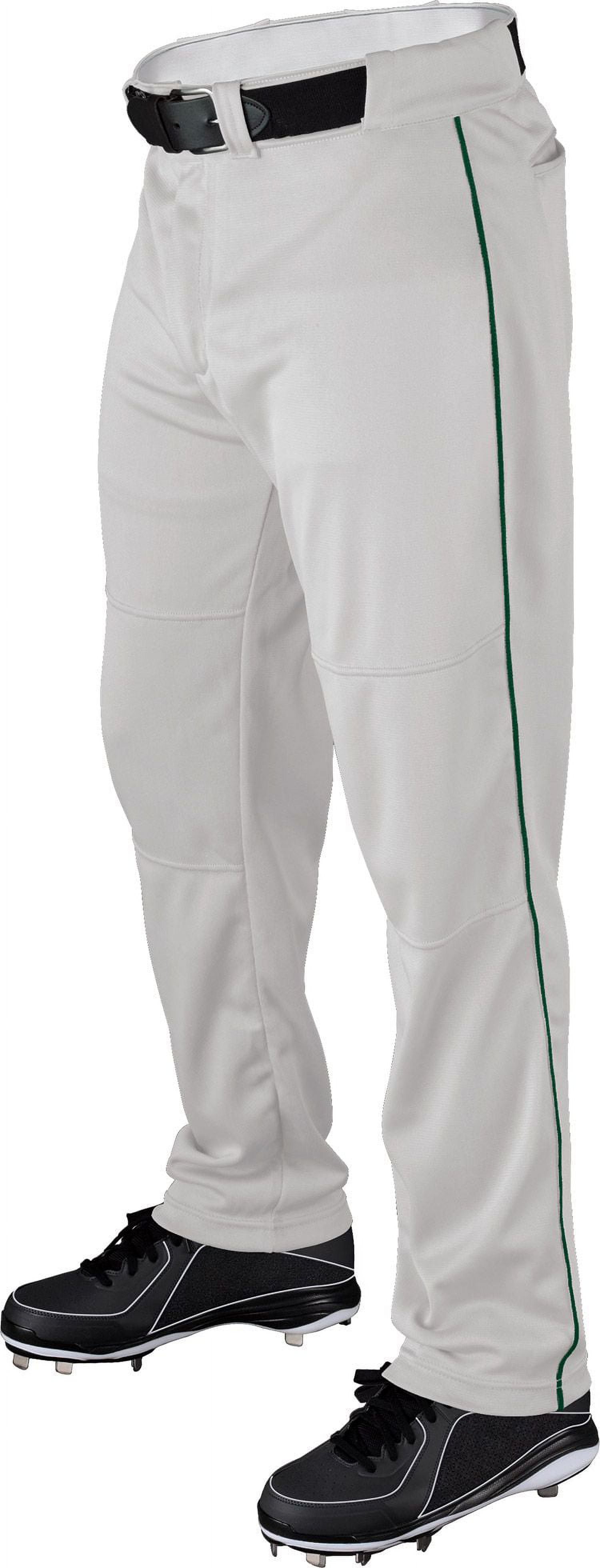 Wilson Men's Poly Warp Relaxed Piped Baseball Pant White/Dark Green Xl