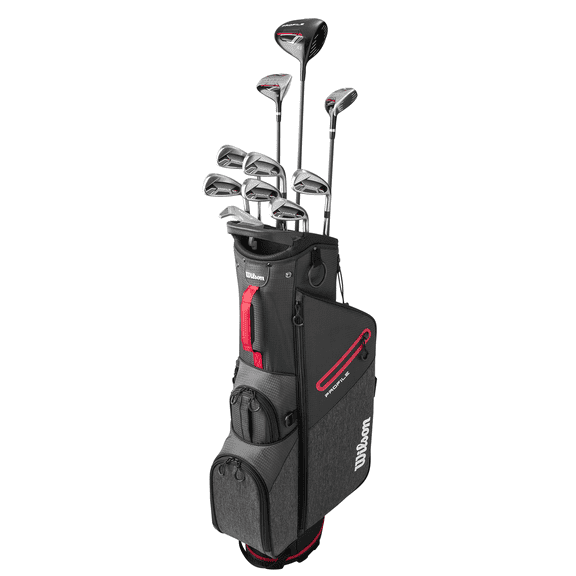 Wilson Men's Profile Complete Golf Set - Right Hand with Stand Bag, Black/Red/Silver