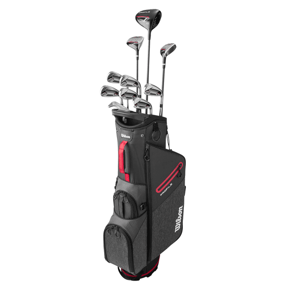 Wilson Men's Profile Complete Golf Set - Right Hand with Stand Bag, Black/Red/Silver