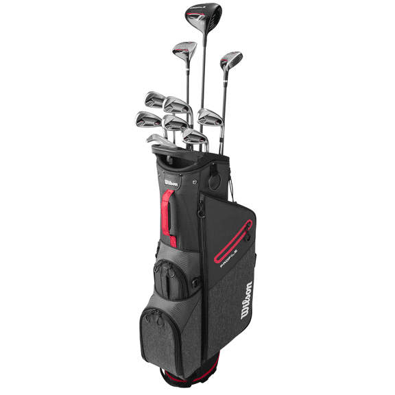 Wilson Men's Profile Golf Set With Stand Bag - Right Hand, Black/Red/Silver