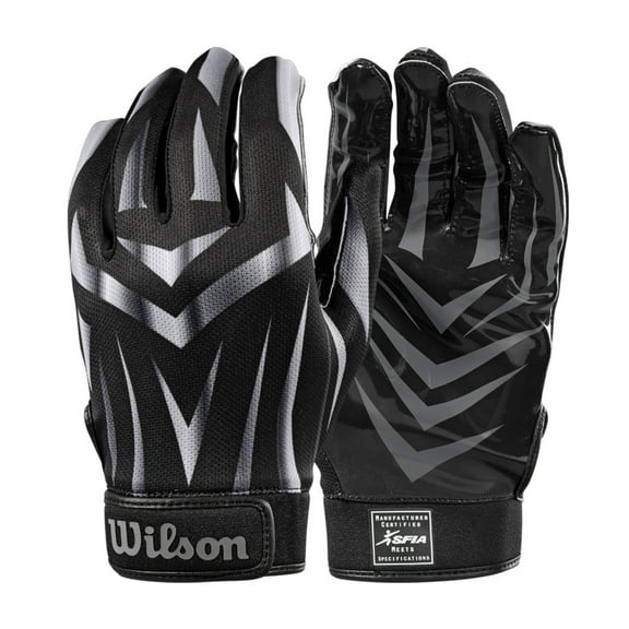 Wilson Receiver Youth Football Gloves - Black/Grey, Youth Medium