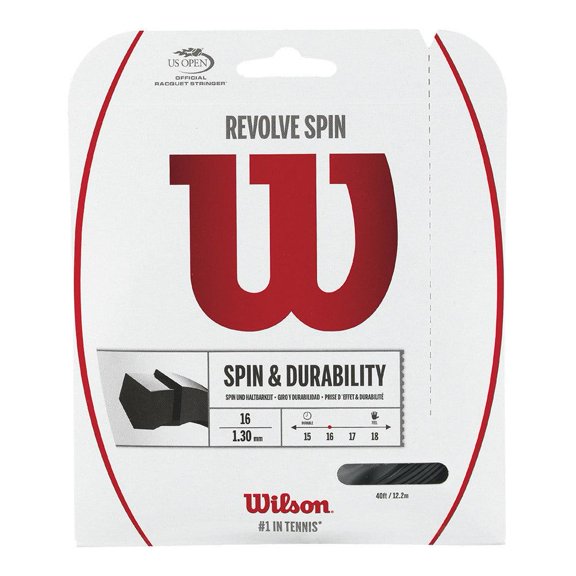 Wilson Revolve Spin 16 Gauge Tennis String, 40 ft Set, Black