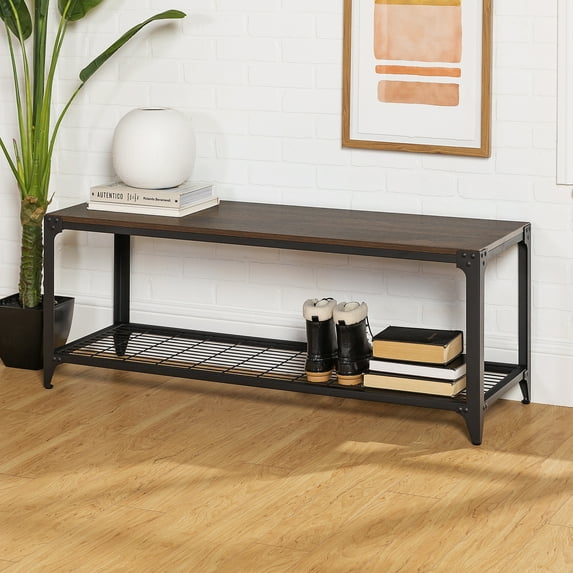 Wilson Riveted Dark Walnut Entry Bench by River Street Designs