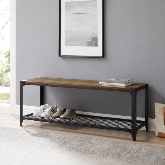 Wilson Riveted Reclaimed Barnwood Entry Bench by River Street Designs