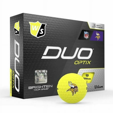 Wilson Staff Duo Optix NFL Straight Distance Golf Balls, Yellow, 12 Count