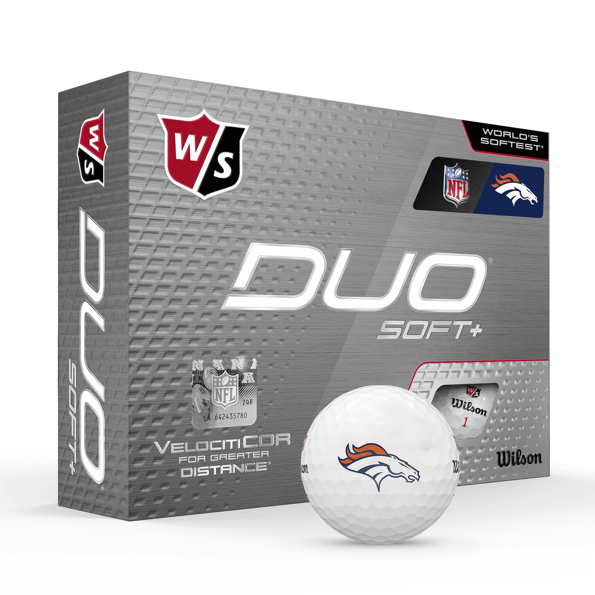 Wilson Staff Duo Soft + NFL Golf Balls White, Denver Broncos
