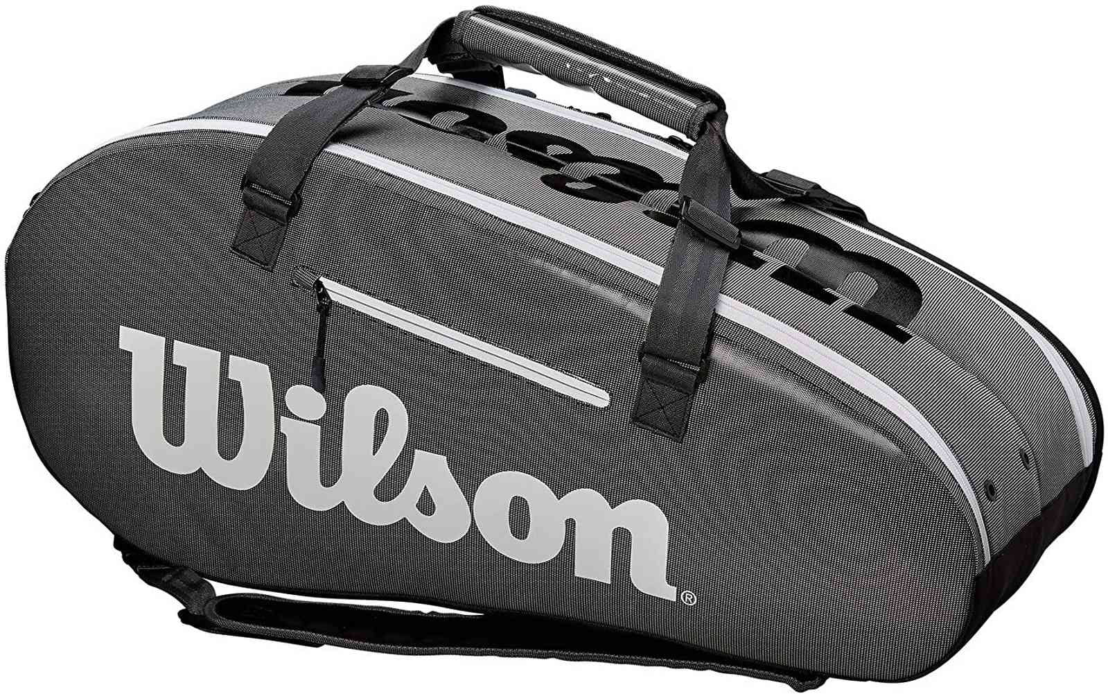 Wilson Super Tour 2 Compartment Small Tennis Equipment Bag Fits 6 (Black/Gray)