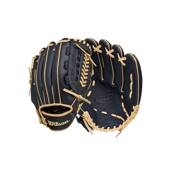 Wilson Ultra 11.5" Youth Utility Baseball Glove, Right Hand Throw, Black/Blonde