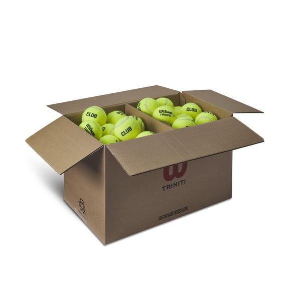 Wilson Tennis Balls Triniti, 72 Balls, Cardboard 100% Recyclable, Yellow, WR