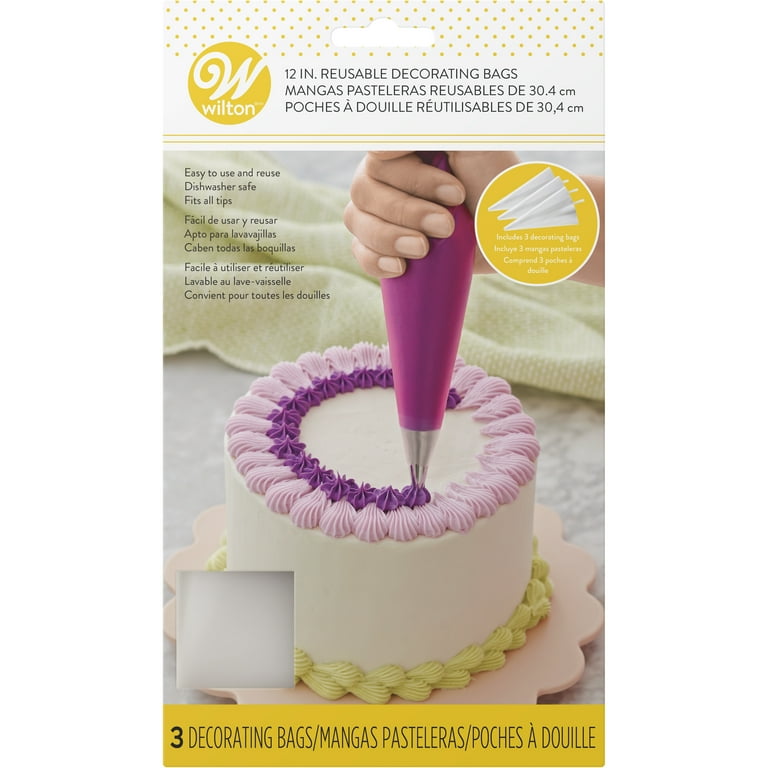 Wilton 12 inch Reusable Piping Bags for Cake Decorating 3 Count Durable Silicone