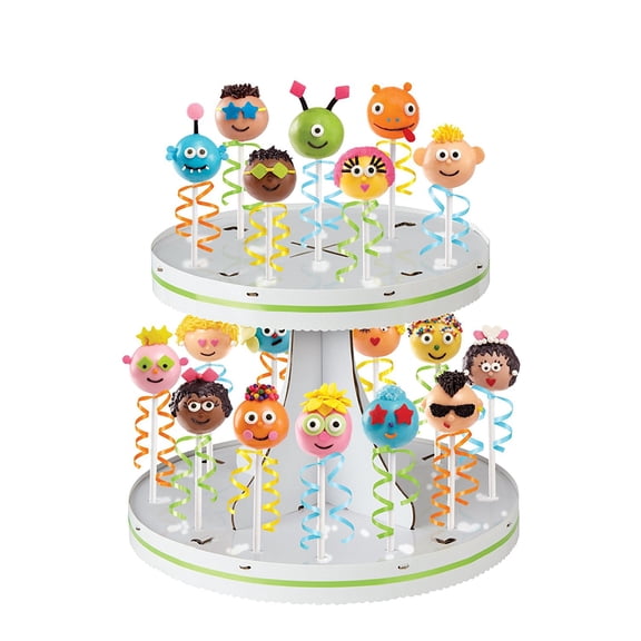 Wilton 12 x 9.5 Plastic Scalloped 2-Tier Party Cake Stand, White (28 Count)
