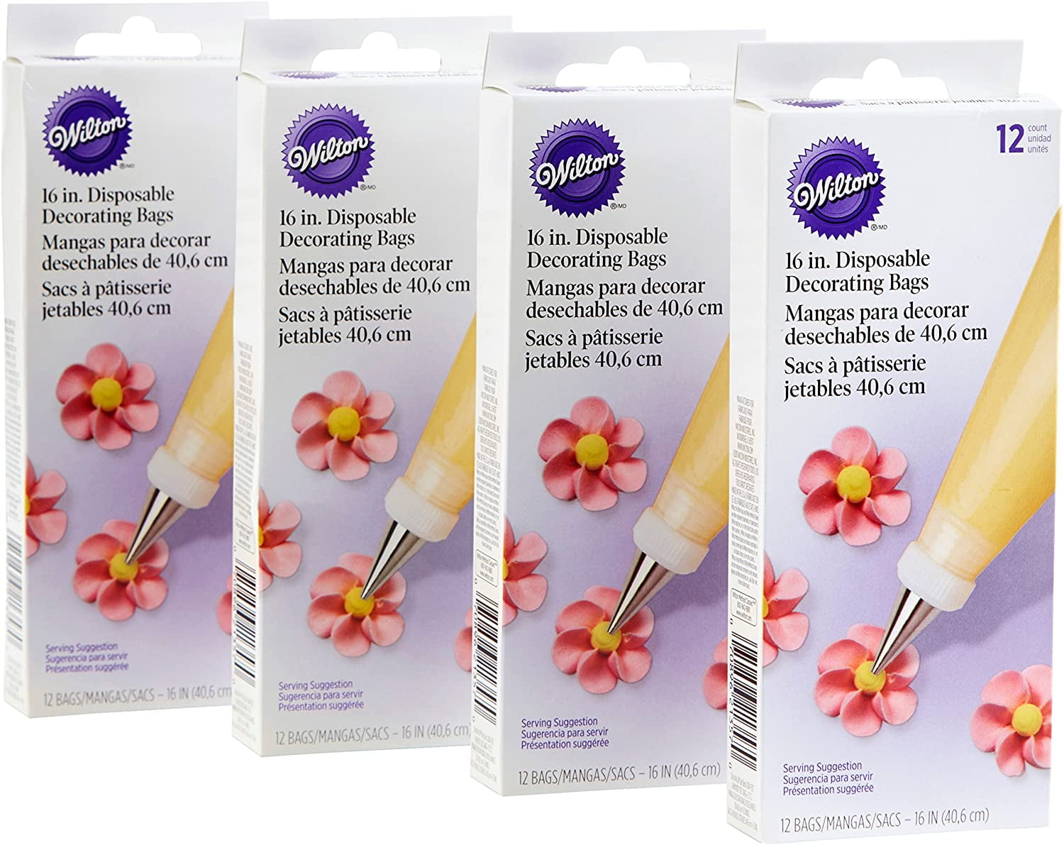 Wilton 16inch Disposable Decorating Bags Set, 4Pack
