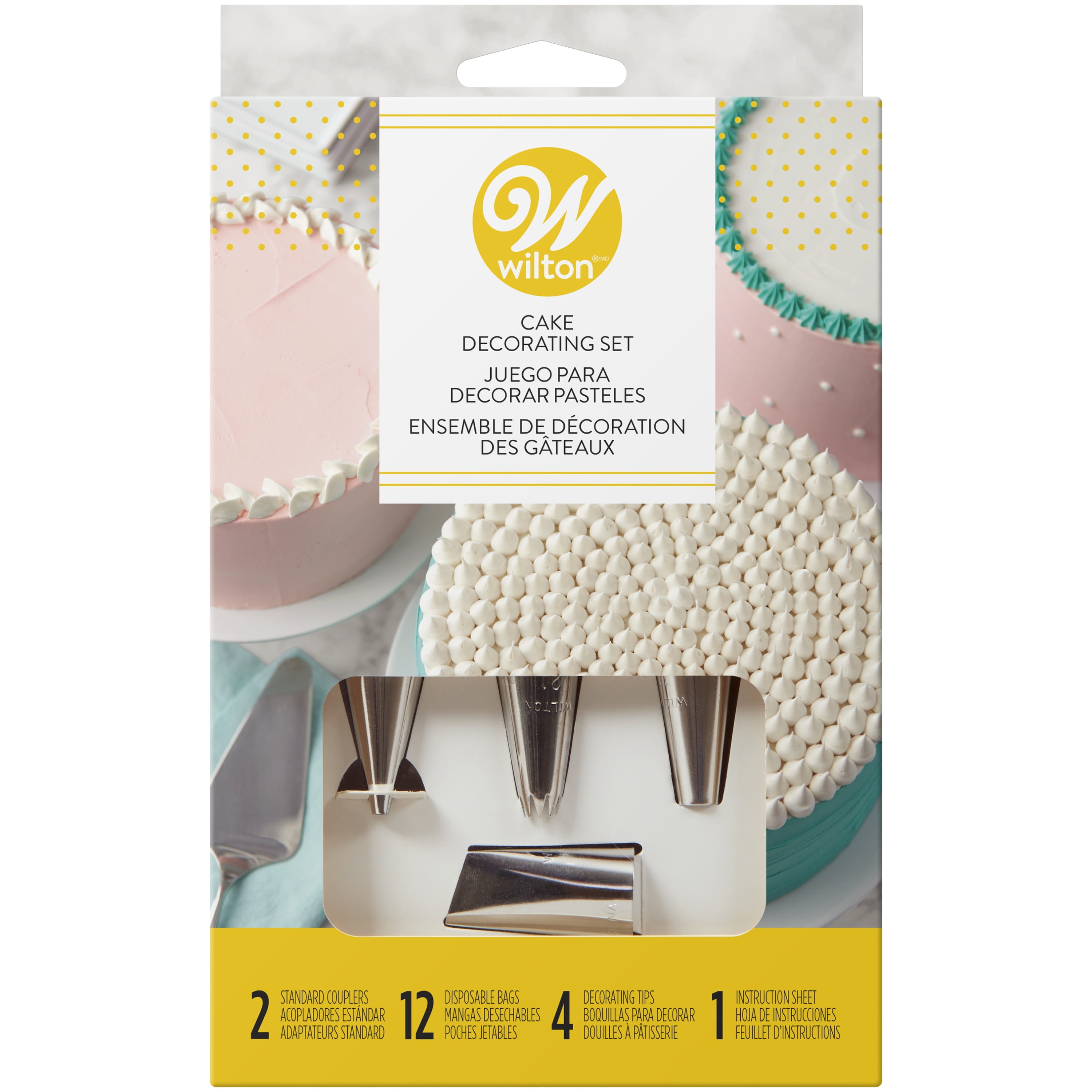 Wilton Cake Decorating Set with Piping Tips Decorating Bags Couplers and Instructions 18 Piece Stainless Steel Walmart