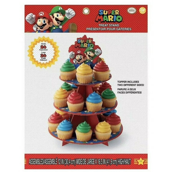 Wilton 2” x 16.5” Cardboard Super Mario 3-Tier Birthday Cake Stand, Assorted (24 Count)