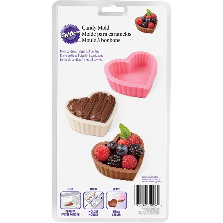 Wilton 3-Cavity Dessert Shell Candy Mold, Heart 2115-0026