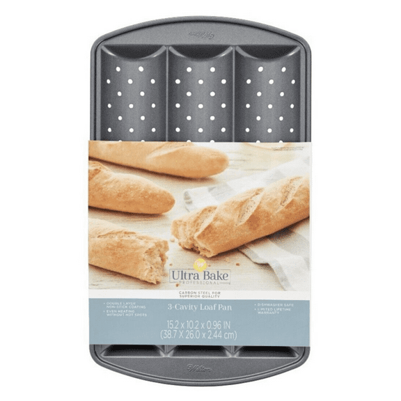 Wilton 3-Cavity Nonstick Channel Baguette Tray Loaf Pan