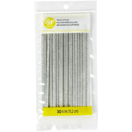 (2 Pack) Wilton 6-Inch Silver Foil Lollipop Treat Sticks, 30-Count (2 pack)