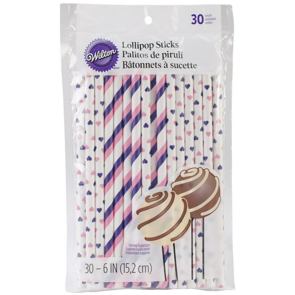 Wilton 6" Lollipop Picks, Pink & Purple 30 ct. 1912-4001