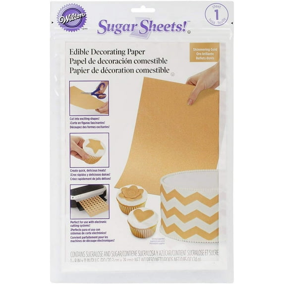 Wilton 710-2924 Shimmer Sugar Sheets, 0.85-Ounce, Gold