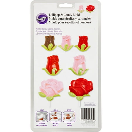 Wilton 9-Cavity Lollipop Mold, Roses & Buds 2 Designs 2115-1708